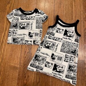 H&M x Keith Haring Kids Graphic Black and White Shirt & Dress Set 3/4T